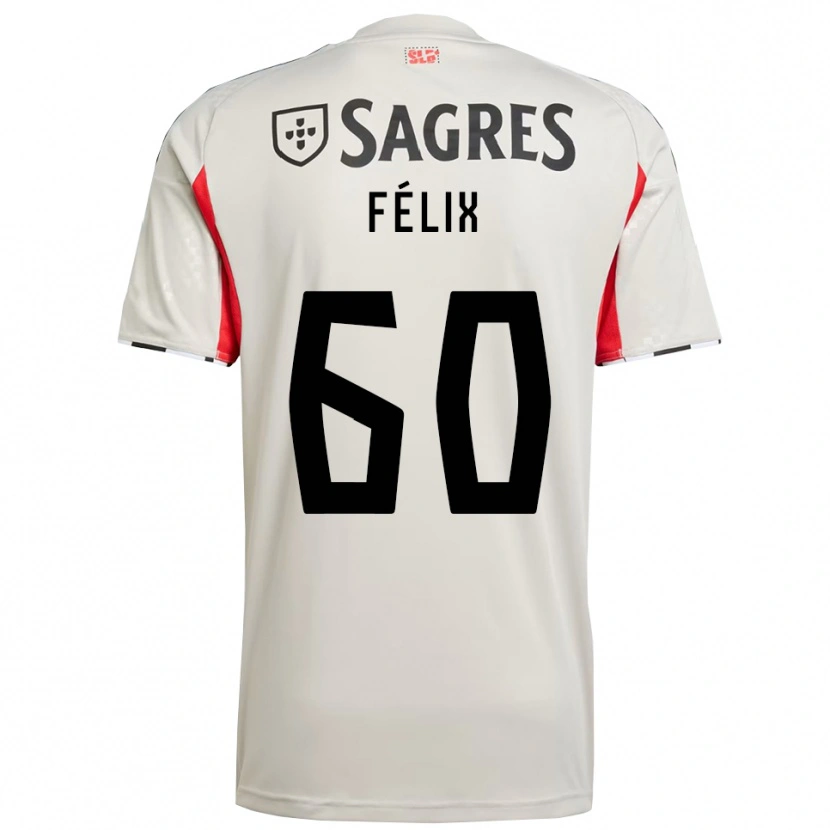 Danxen Donna Maglia Nuno Félix #60 Bianco Sporco Rosso Kit Gara Away 2025/26 Maglietta