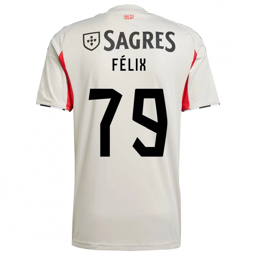 Danxen Donna Maglia Hugo Félix #79 Bianco Sporco Rosso Kit Gara Away 2025/26 Maglietta