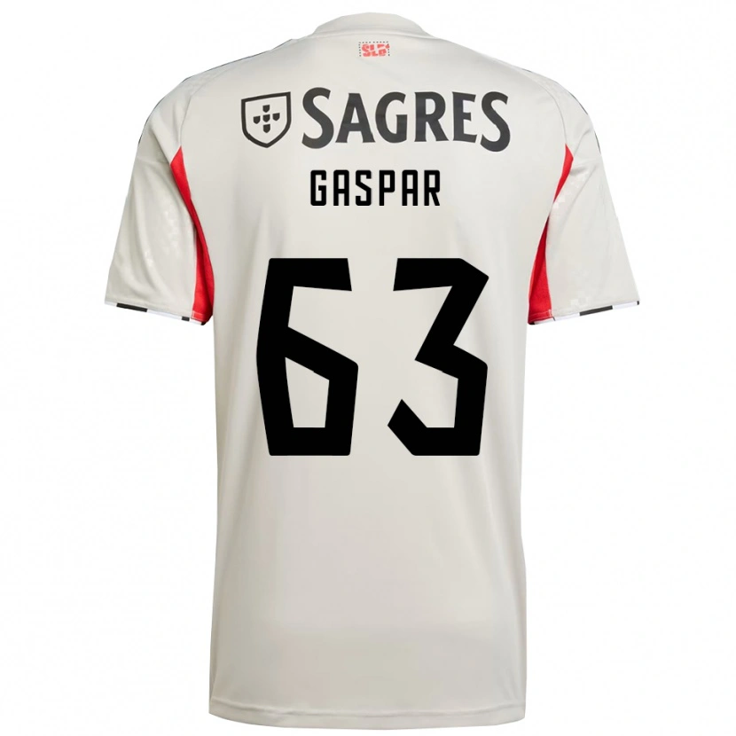 Danxen Donna Maglia Guilherme Gaspar #63 Bianco Sporco Rosso Kit Gara Away 2025/26 Maglietta
