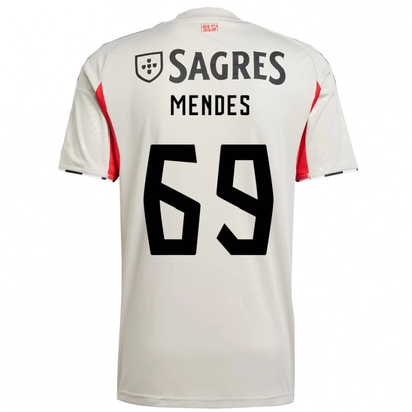 Danxen Donna Maglia Vladimir Mendes #69 Bianco Sporco Rosso Kit Gara Away 2025/26 Maglietta