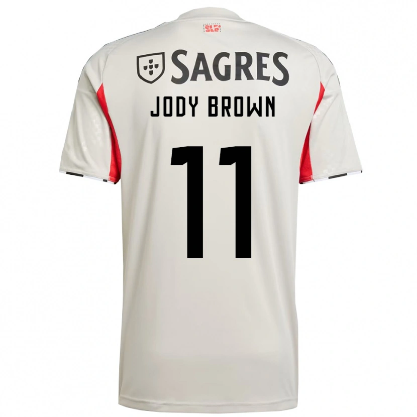 Danxen Donna Maglia Jody Brown #11 Bianco Sporco Rosso Kit Gara Away 2025/26 Maglietta