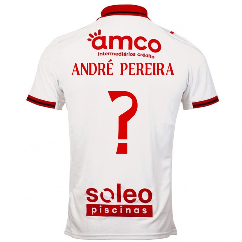 Danxen Donna Maglia João André Pereira #0 Bianco Rosso Kit Gara Away 2025/26 Maglietta