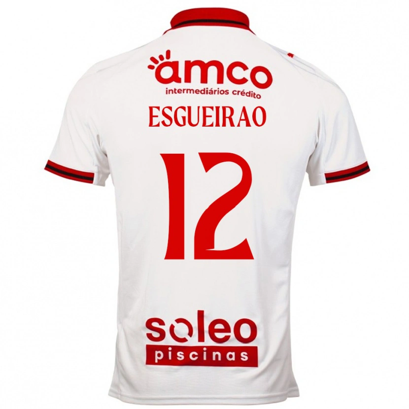 Danxen Donna Maglia Íris Esgueirão #12 Bianco Rosso Kit Gara Away 2025/26 Maglietta