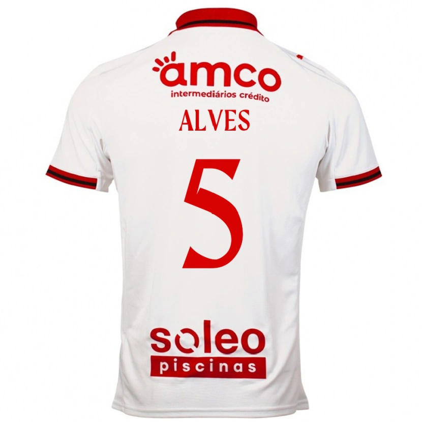 Danxen Donna Maglia Eduardo Alves #5 Bianco Rosso Kit Gara Away 2025/26 Maglietta