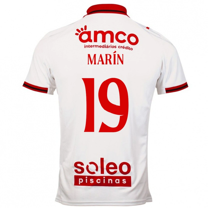 Danxen Donna Maglia Adrián Marín #19 Bianco Rosso Kit Gara Away 2025/26 Maglietta