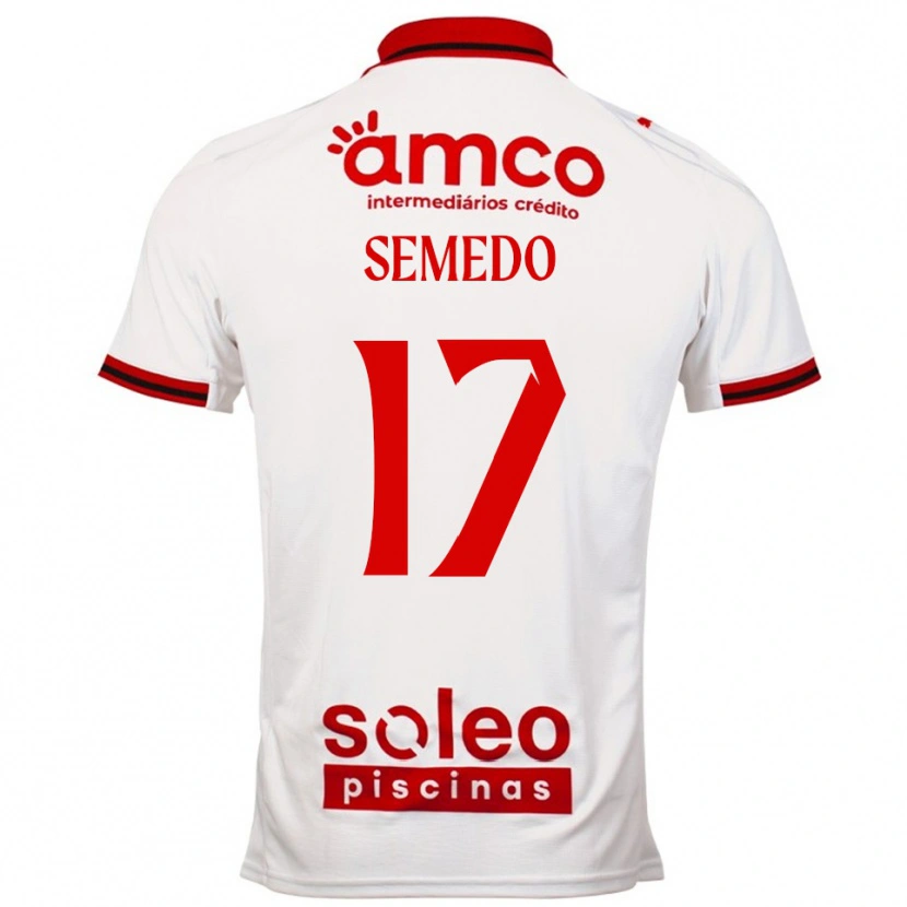 Danxen Donna Maglia Afonso Semedo #17 Bianco Rosso Kit Gara Away 2025/26 Maglietta
