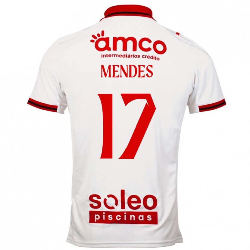 Danxen Donna Maglia Joe Mendes #17 Bianco Rosso Kit Gara Away 2025/26 Maglietta