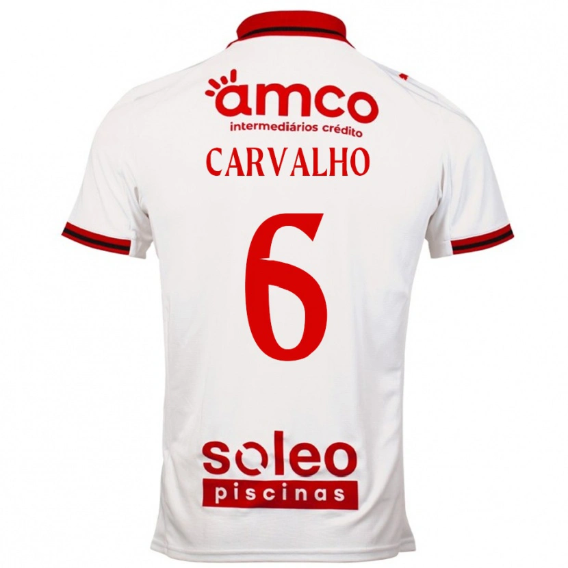 Danxen Donna Maglia Vítor Carvalho #6 Bianco Rosso Kit Gara Away 2025/26 Maglietta