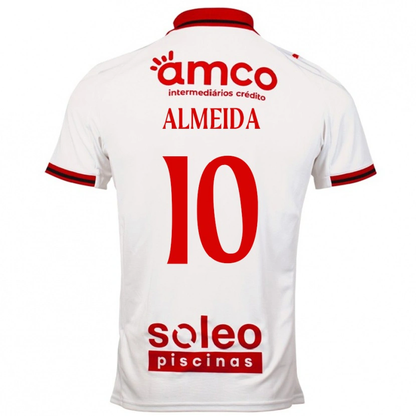Danxen Donna Maglia Vitória Almeida #10 Bianco Rosso Kit Gara Away 2025/26 Maglietta