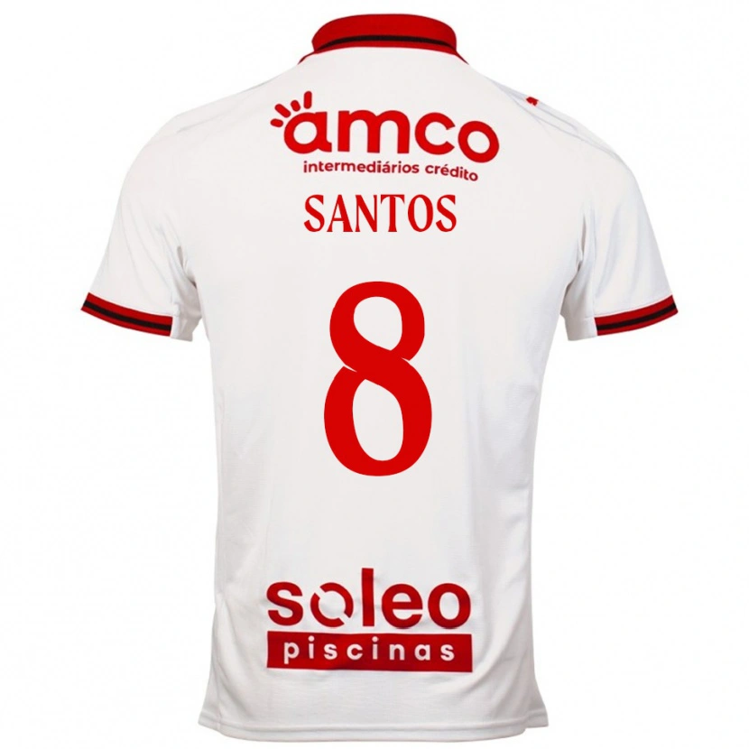 Danxen Donna Maglia Vicente Santos #8 Bianco Rosso Kit Gara Away 2025/26 Maglietta