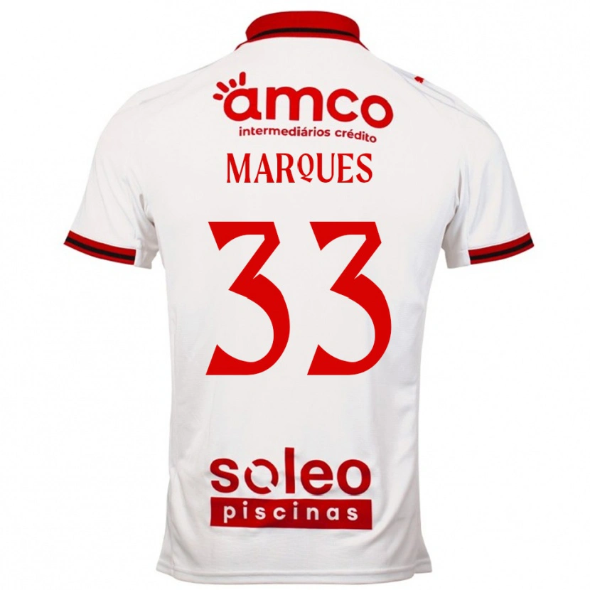 Danxen Donna Maglia João Marques #33 Bianco Rosso Kit Gara Away 2025/26 Maglietta