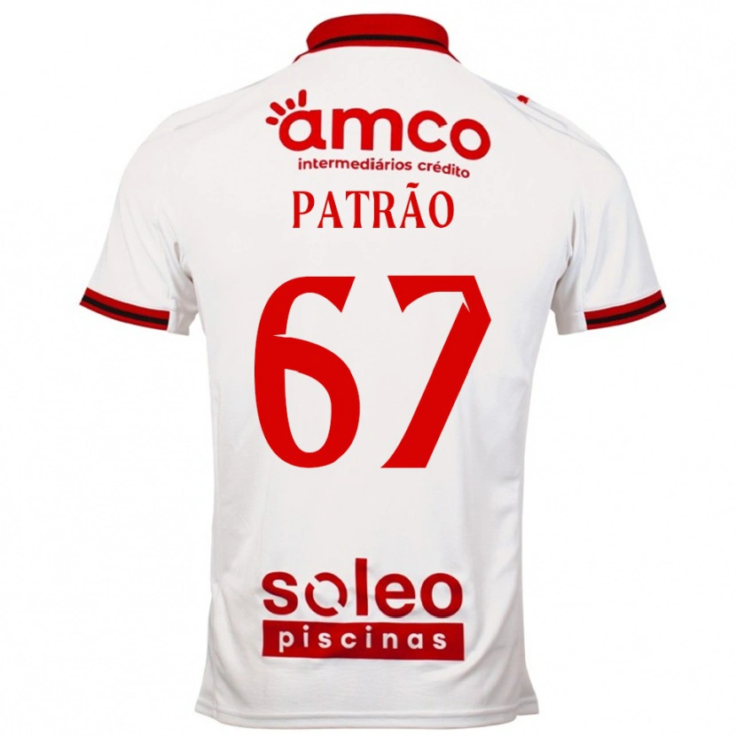 Danxen Donna Maglia Afonso Patrão #67 Bianco Rosso Kit Gara Away 2025/26 Maglietta