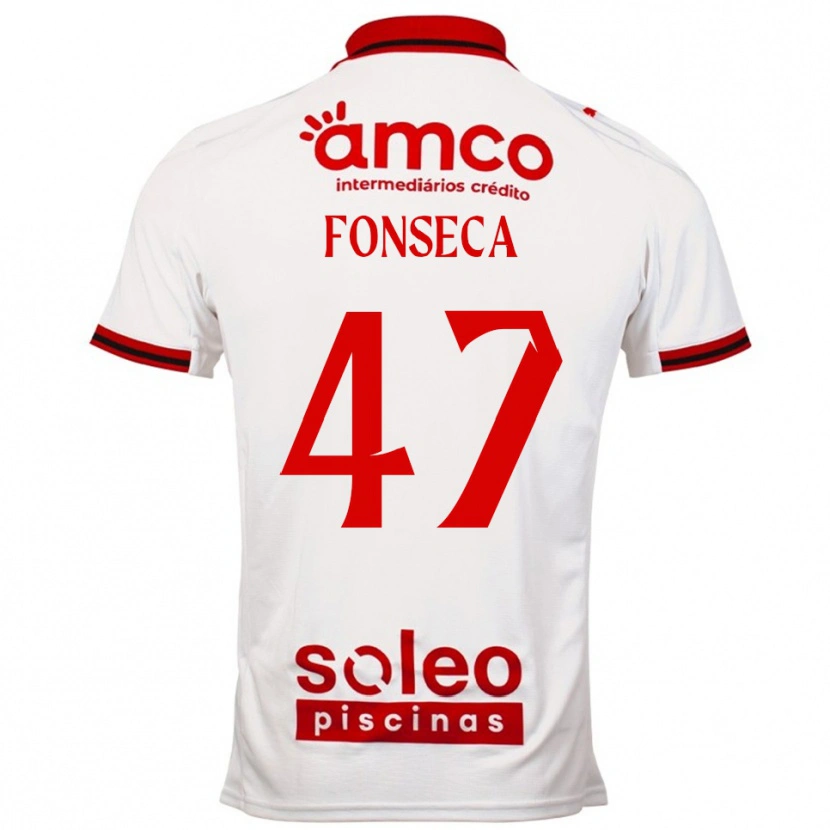 Danxen Donna Maglia Diogo Fonseca #47 Bianco Rosso Kit Gara Away 2025/26 Maglietta