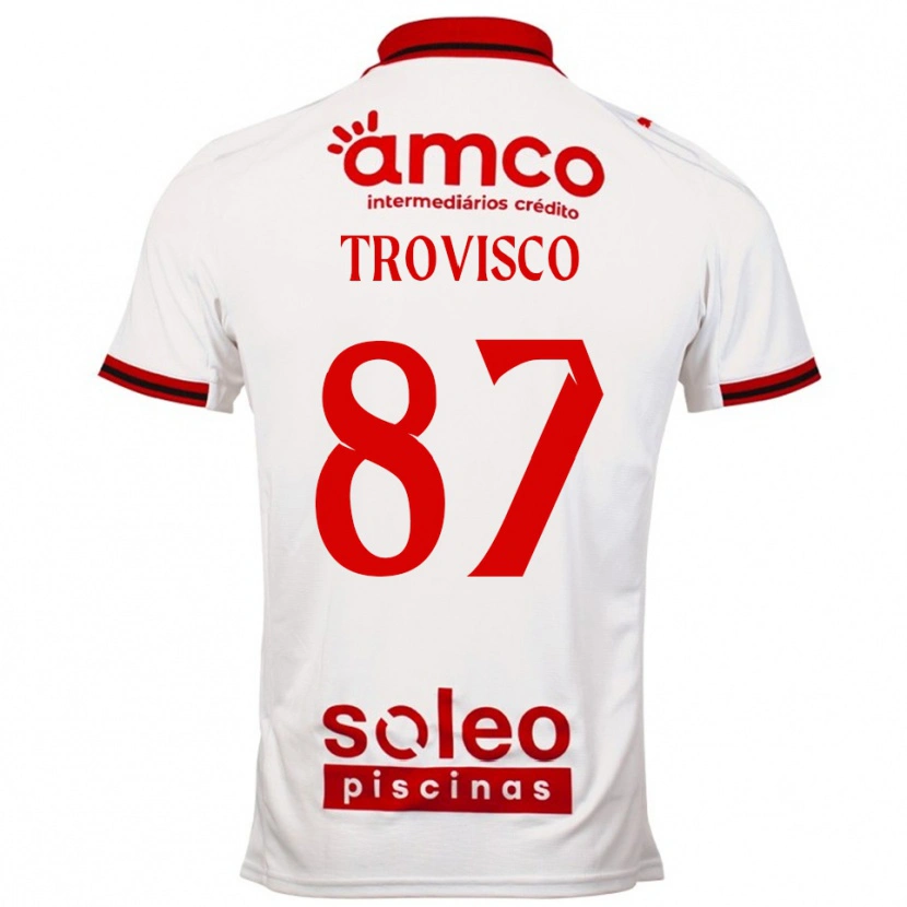 Danxen Donna Maglia João Trovisco #87 Bianco Rosso Kit Gara Away 2025/26 Maglietta