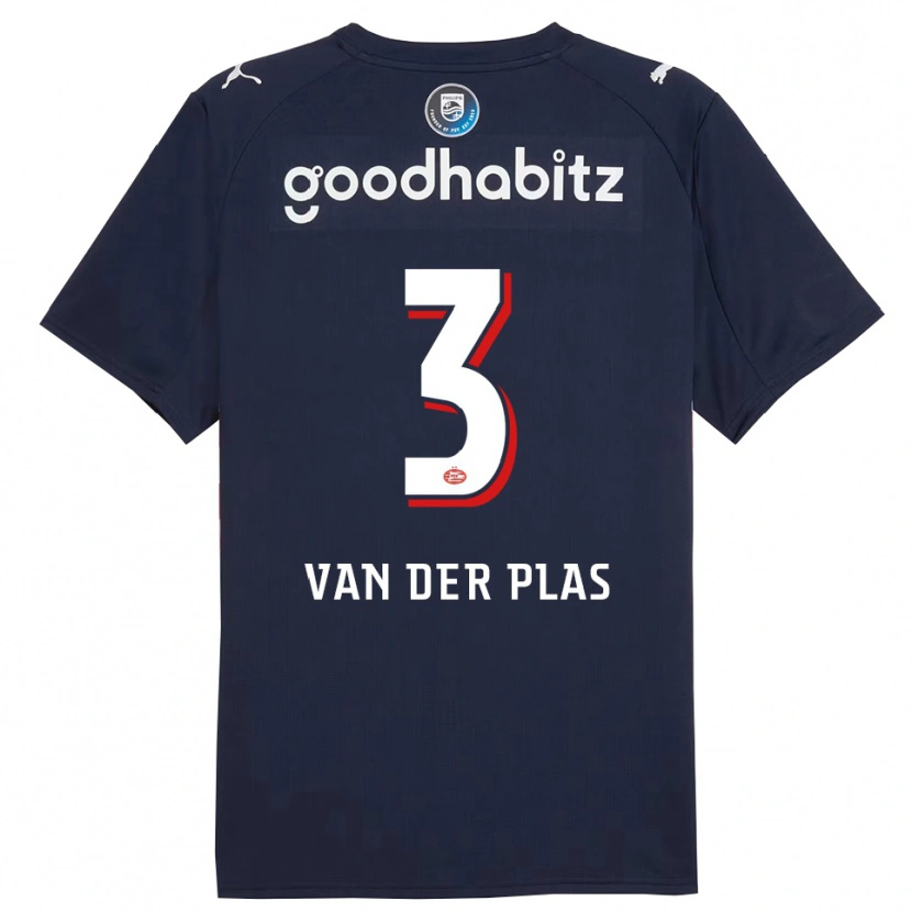 Danxen Donna Maglia Sven Van Der Plas #3 Navy Bianco Kit Gara Away 2025/26 Maglietta