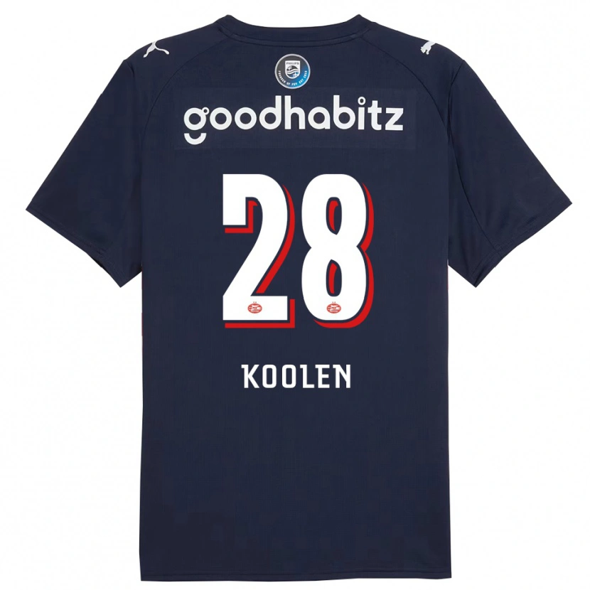 Danxen Donna Maglia Lars Koolen #28 Navy Bianco Kit Gara Away 2025/26 Maglietta