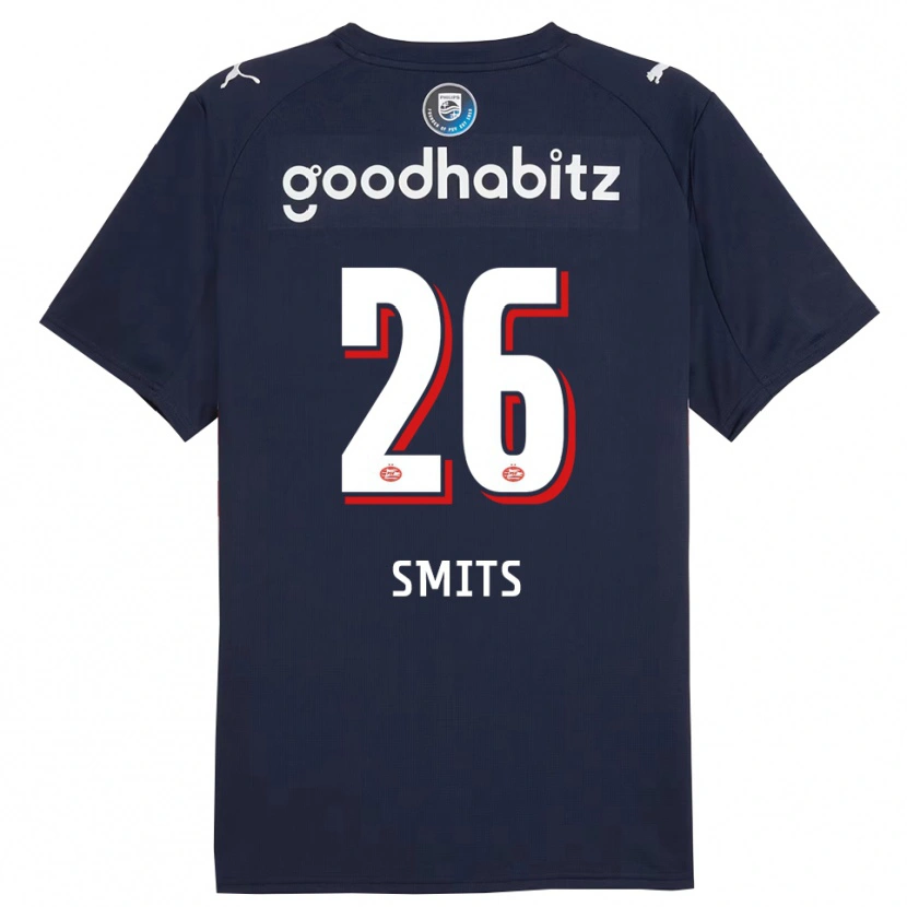 Danxen Donna Maglia Eef Smits #26 Navy Bianco Kit Gara Away 2025/26 Maglietta