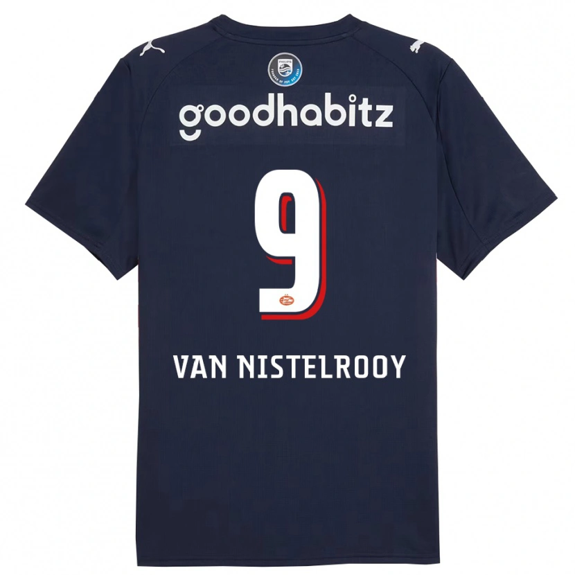 Danxen Donna Maglia Liam Van Nistelrooy #9 Navy Bianco Kit Gara Away 2025/26 Maglietta