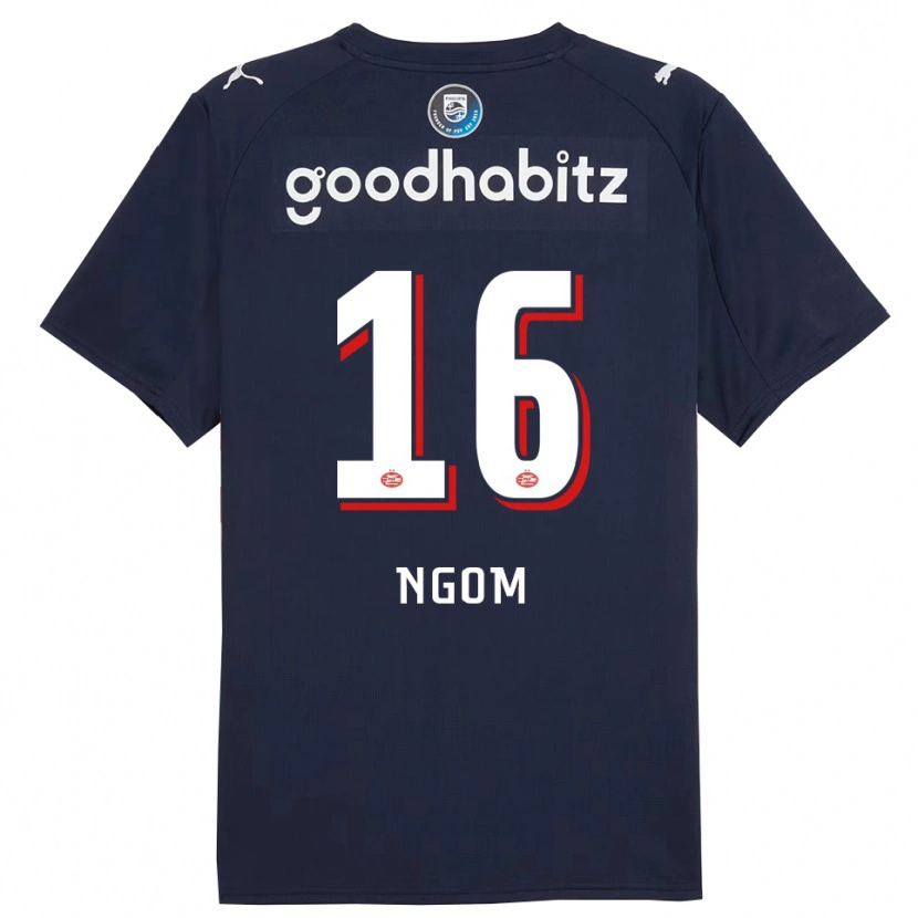 Danxen Donna Maglia Khadim Ngom #16 Navy Bianco Kit Gara Away 2025/26 Maglietta