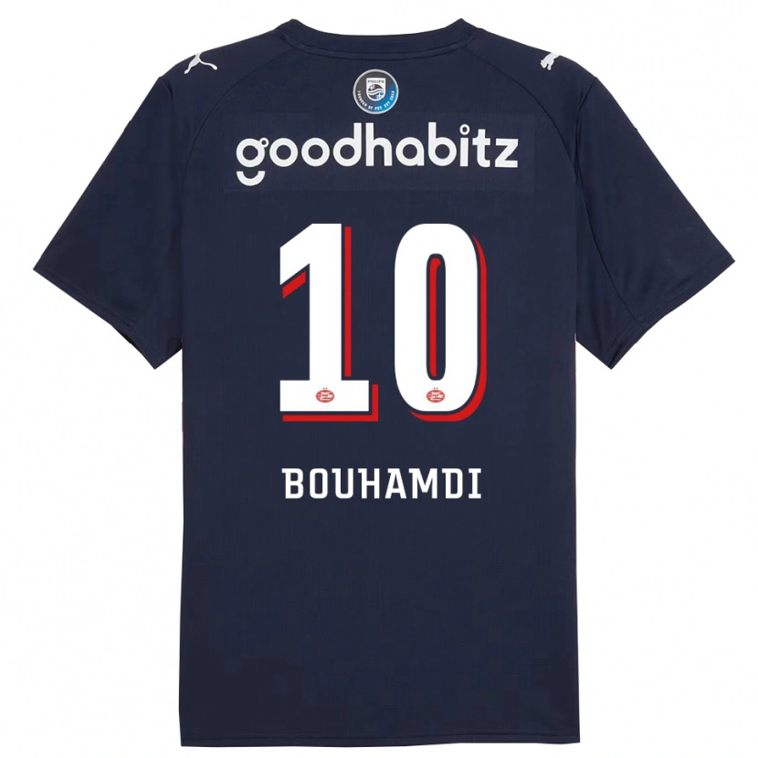 Danxen Donna Maglia Amir Bouhamdi #10 Navy Bianco Kit Gara Away 2025/26 Maglietta