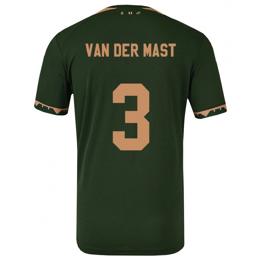 Danxen Donna Maglia Hylke Van Der Mast #3 Verde Oro Kit Gara Away 2025/26 Maglietta