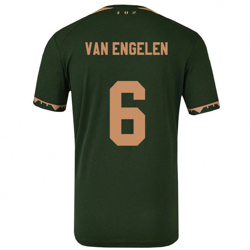 Danxen Donna Maglia Mats Van Engelen #6 Verde Oro Kit Gara Away 2025/26 Maglietta