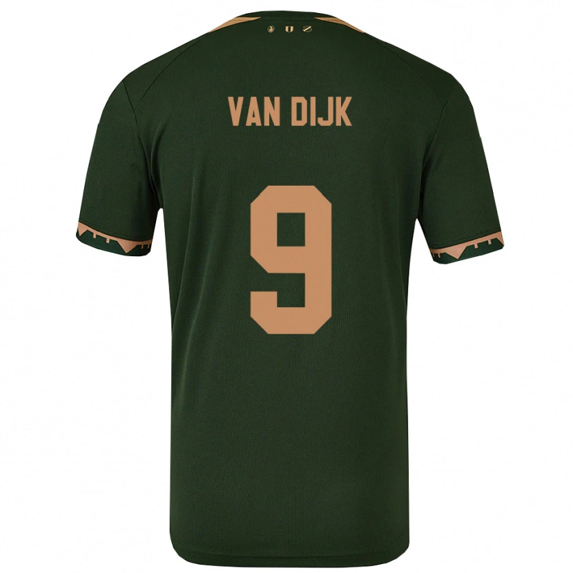 Danxen Donna Maglia Bright Van Dijk #9 Verde Oro Kit Gara Away 2025/26 Maglietta