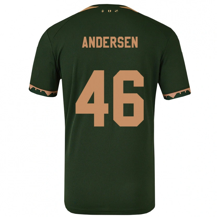 Danxen Donna Maglia Silas Andersen #46 Verde Oro Kit Gara Away 2025/26 Maglietta
