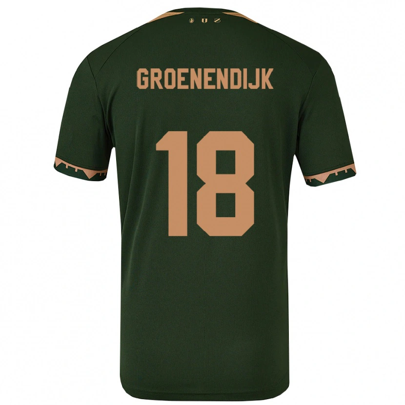 Danxen Donna Maglia Tami Groenendijk #18 Verde Oro Kit Gara Away 2025/26 Maglietta
