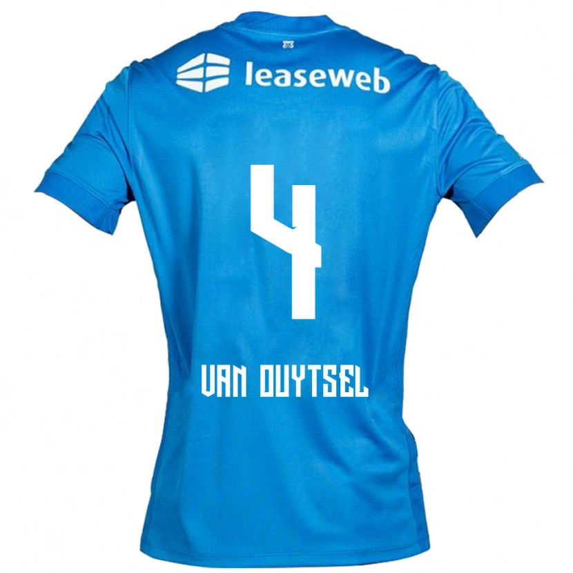 Danxen Donna Maglia Kevin Van Ouytsel #4 Blu Bianco Kit Gara Away 2025/26 Maglietta