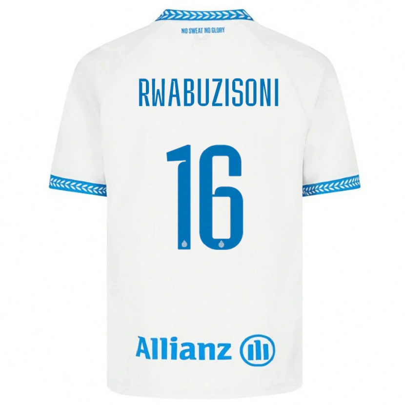 Danxen Donna Maglia Noah Rwabuzisoni #16 Blu Bianco Kit Gara Away 2025/26 Maglietta