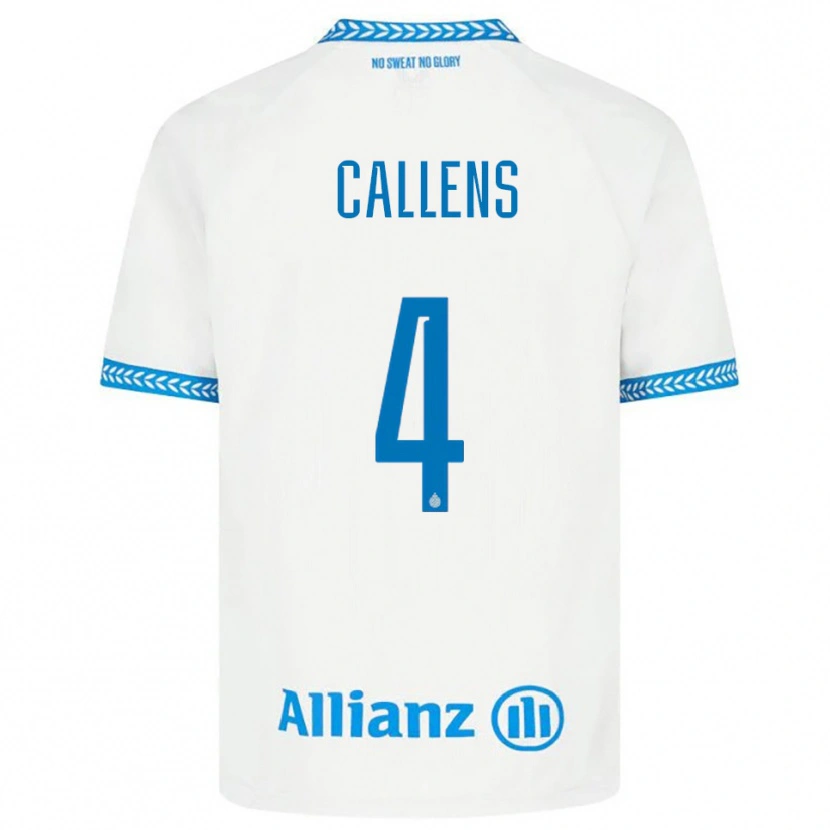 Danxen Donna Maglia Emiel Callens #4 Blu Bianco Kit Gara Away 2025/26 Maglietta