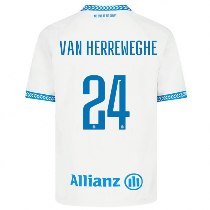 Danxen Donna Maglia Febe Van Herreweghe #24 Blu Bianco Kit Gara Away 2025/26 Maglietta