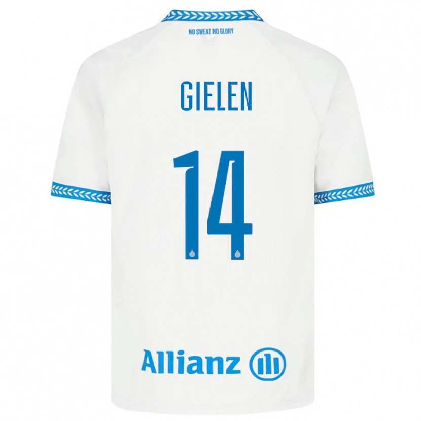 Danxen Donna Maglia Sterre Gielen #14 Blu Bianco Kit Gara Away 2025/26 Maglietta