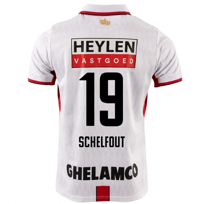 Danxen Donna Maglia Luca Schelfout #19 Bianco Rosso Kit Gara Away 2025/26 Maglietta