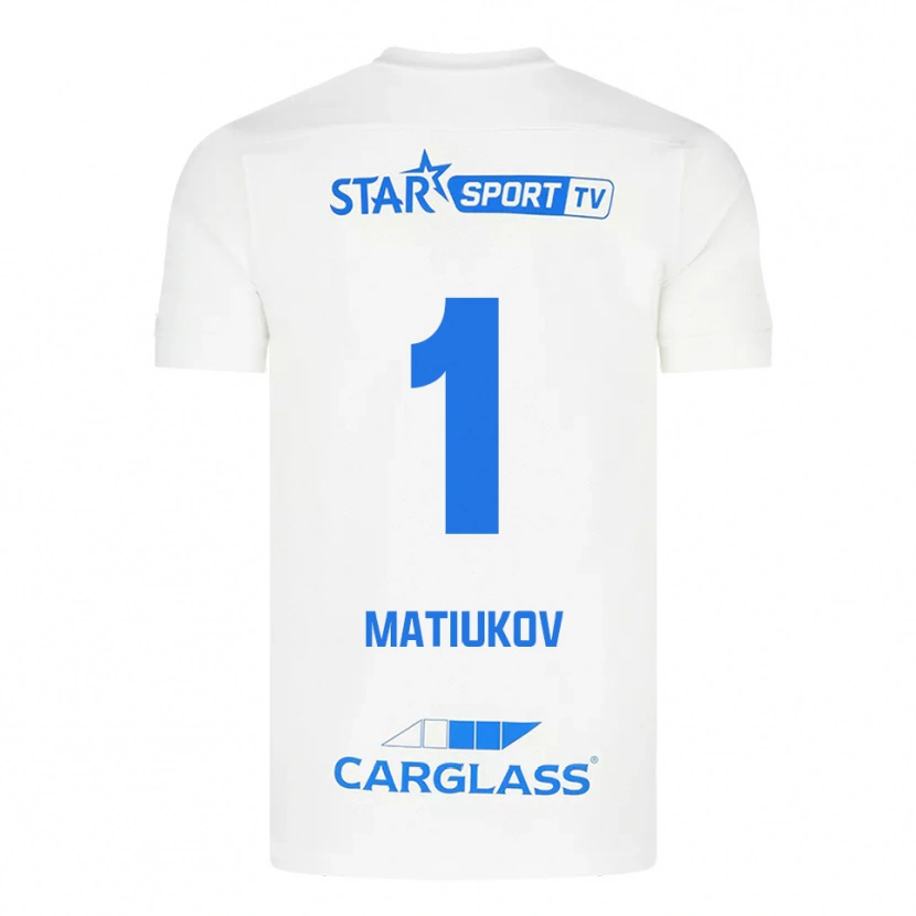 Danxen Donna Maglia Platon Matiukov #1 Bianco Blu Kit Gara Away 2025/26 Maglietta