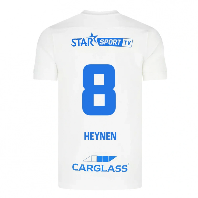 Danxen Donna Maglia Bryan Heynen #8 Bianco Blu Kit Gara Away 2025/26 Maglietta