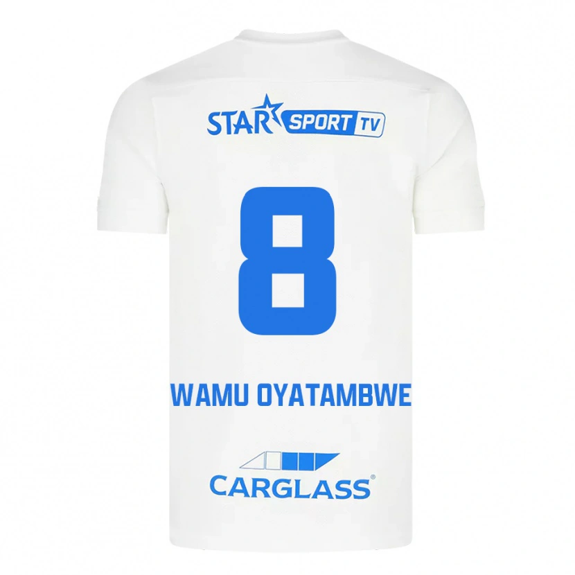 Danxen Donna Maglia Matthias Wamu Oyatambwe #8 Bianco Blu Kit Gara Away 2025/26 Maglietta