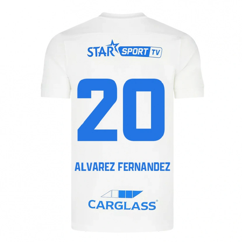 Danxen Donna Maglia Loïc Alvarez Fernandez #20 Bianco Blu Kit Gara Away 2025/26 Maglietta