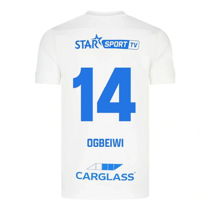 Danxen Donna Maglia Precious Ogbeiwi #14 Bianco Blu Kit Gara Away 2025/26 Maglietta