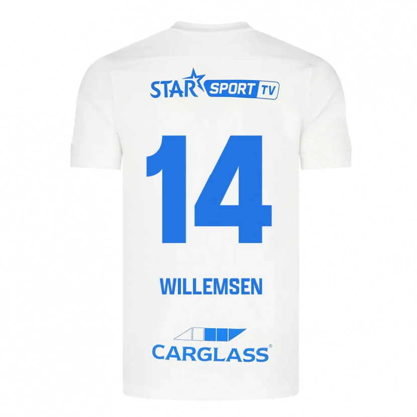 Danxen Donna Maglia Wout Willemsen #14 Bianco Blu Kit Gara Away 2025/26 Maglietta