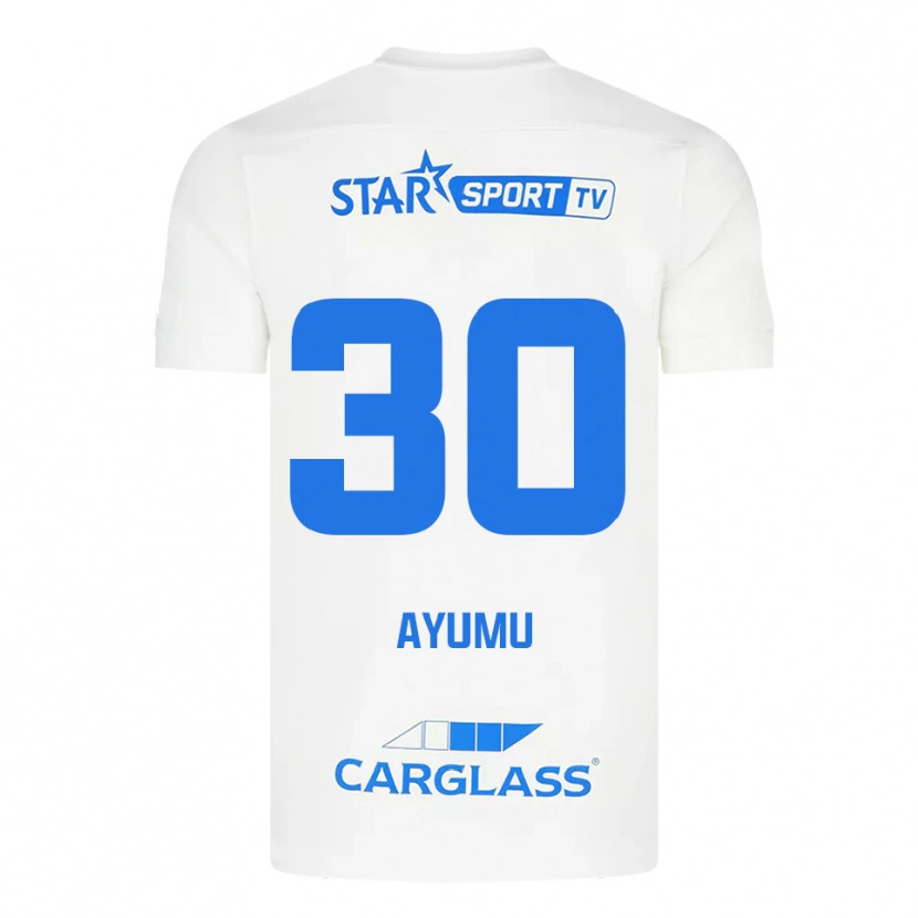 Danxen Donna Maglia Ayumu Yokoyama #30 Bianco Blu Kit Gara Away 2025/26 Maglietta