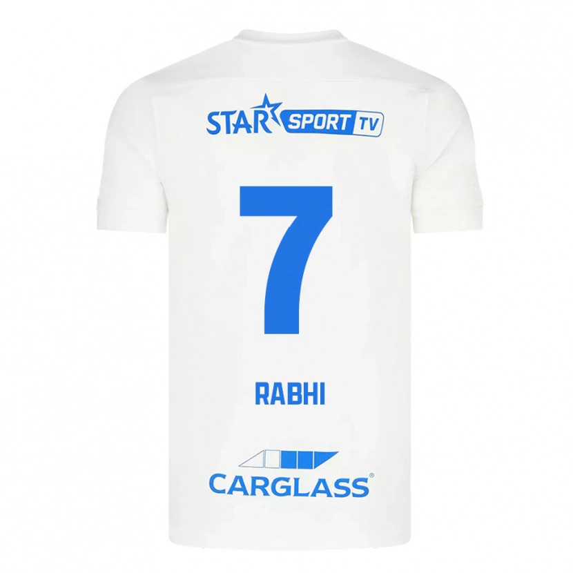 Danxen Donna Maglia Ayman Rabhi #7 Bianco Blu Kit Gara Away 2025/26 Maglietta