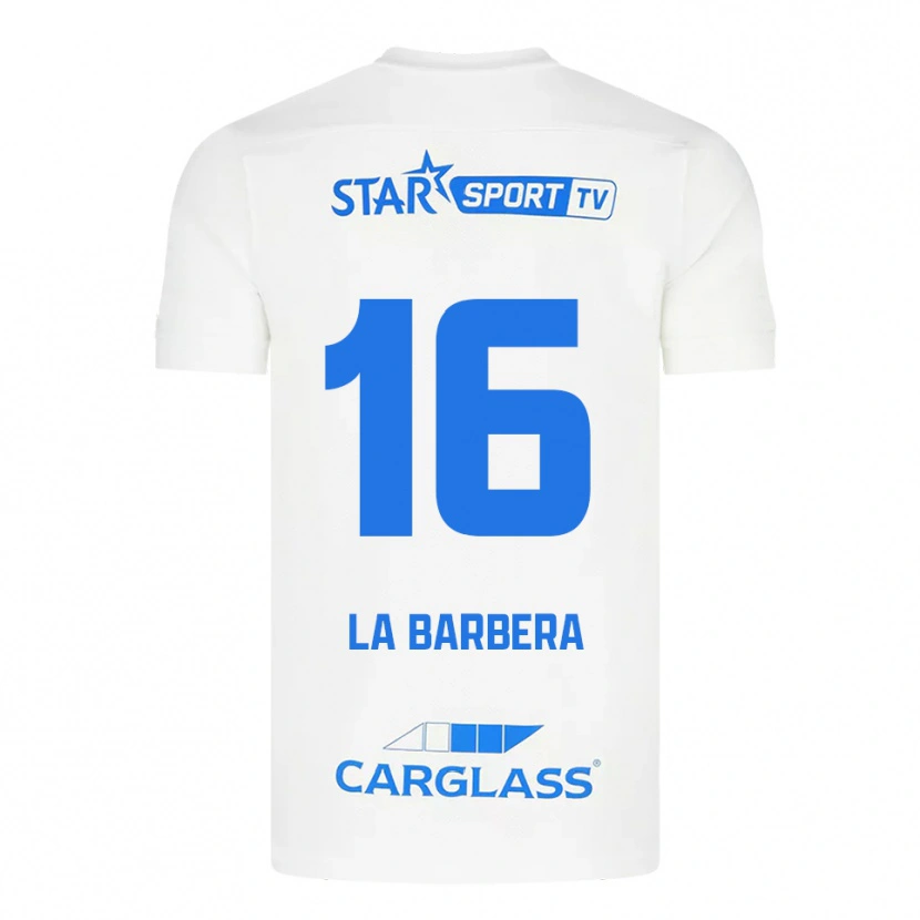 Danxen Donna Maglia Yonni La Barbera #16 Bianco Blu Kit Gara Away 2025/26 Maglietta