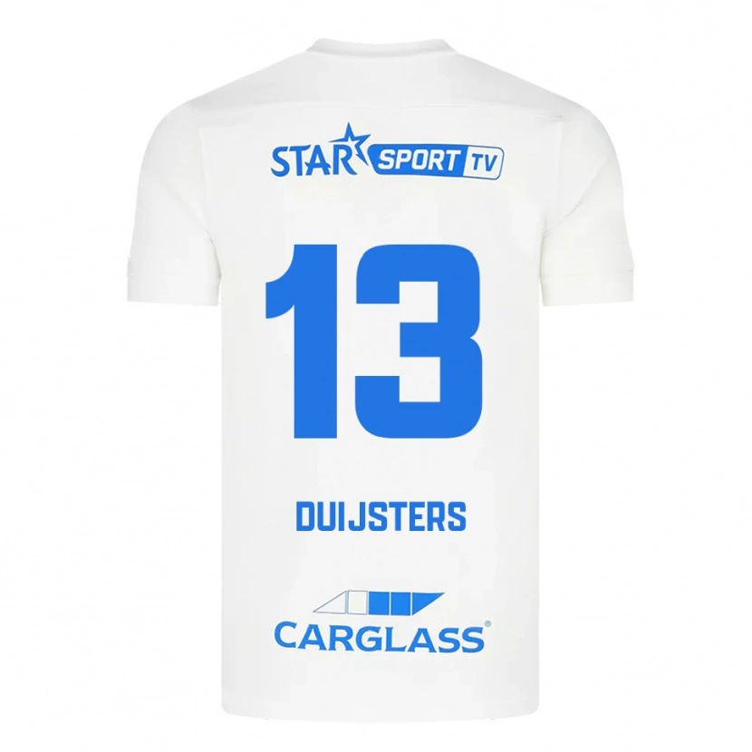 Danxen Donna Maglia Gwen Duijsters #13 Bianco Blu Kit Gara Away 2025/26 Maglietta