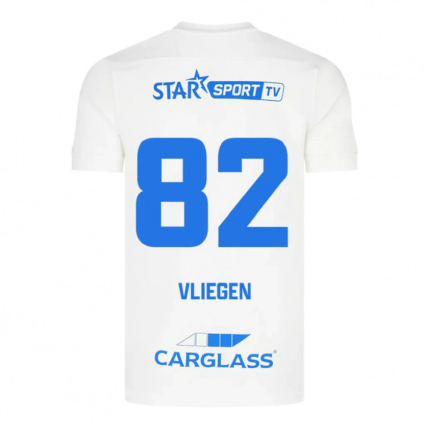Danxen Donna Maglia Olivier Vliegen #82 Bianco Blu Kit Gara Away 2025/26 Maglietta