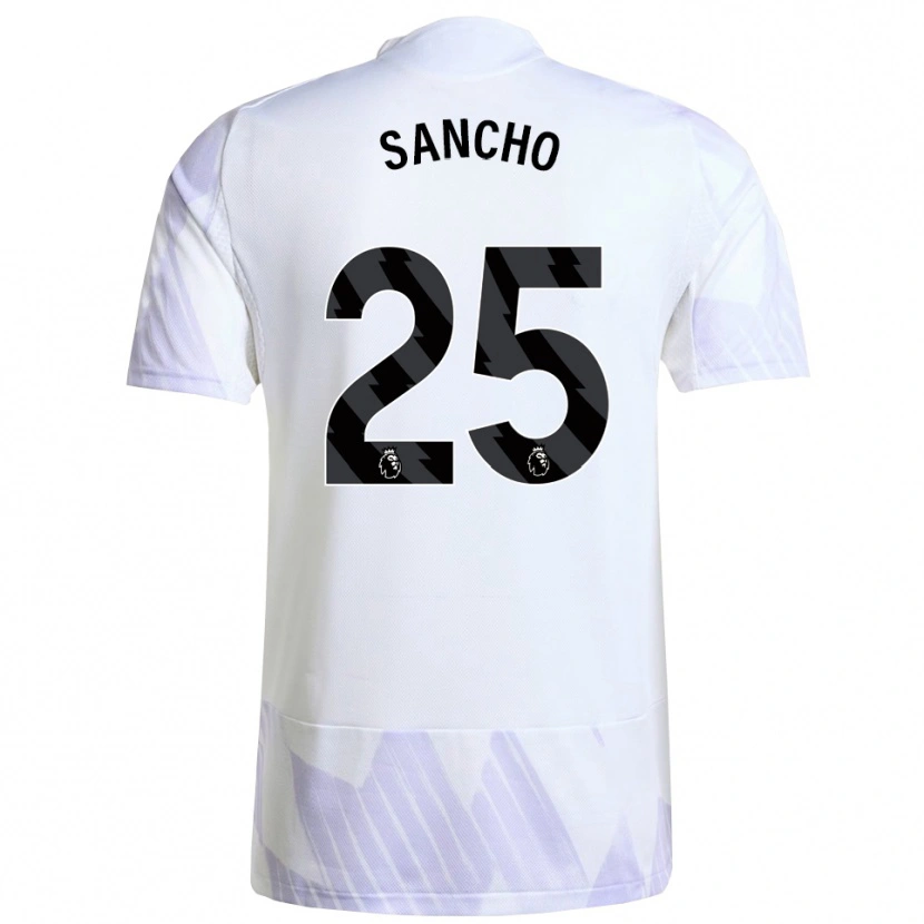 Danxen Donna Maglia Jadon Sancho #25 Bianco Viola Viola Kit Gara Away 2025/26 Maglietta