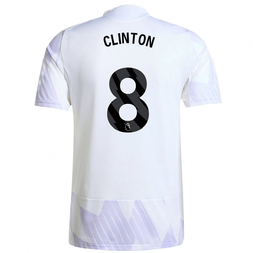 Danxen Donna Maglia Grace Clinton #8 Bianco Viola Viola Kit Gara Away 2025/26 Maglietta