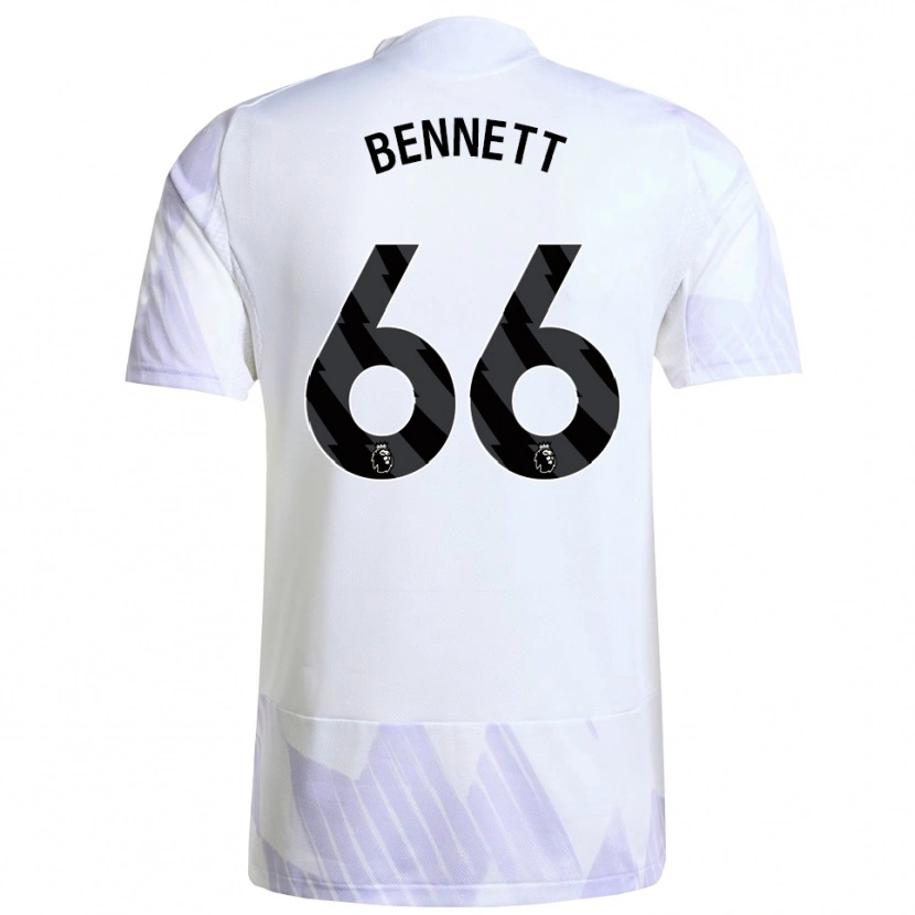 Danxen Donna Maglia Rhys Bennett #66 Bianco Viola Viola Kit Gara Away 2025/26 Maglietta