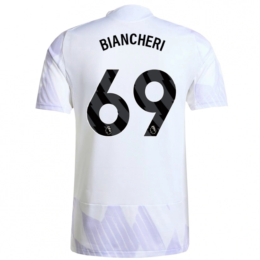 Danxen Donna Maglia Gabriele Biancheri #69 Bianco Viola Viola Kit Gara Away 2025/26 Maglietta